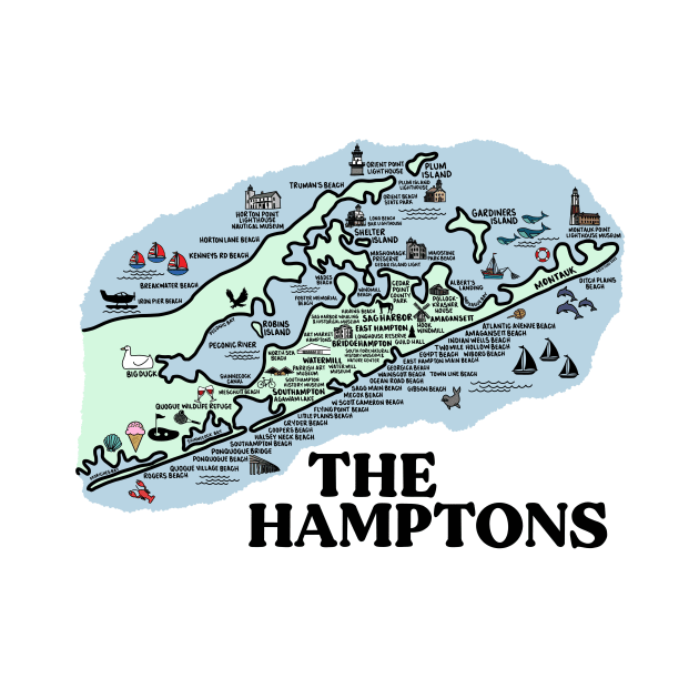 The Hamptons Map Art by fiberandgloss