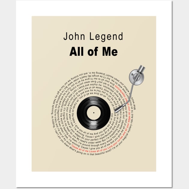 John Legend All Of Me LYRICS print. With your PERSONALISED -  Portugal