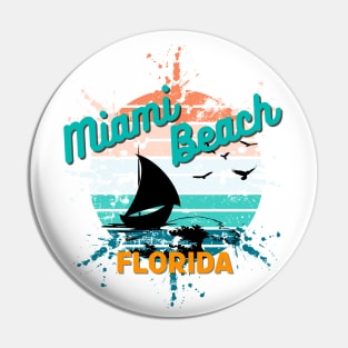 Miami Beach Retro Vintage Exploding Sunset Pin