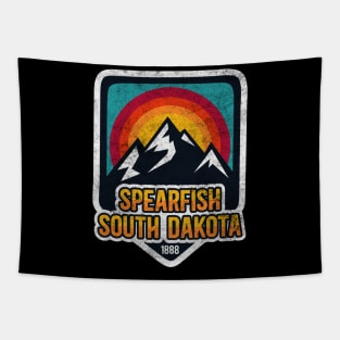 Spearfish South Dakota Vintage Mountain Sunset Tapestry