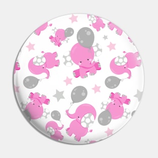 Pattern Of Pink Elephants, Cute Elephants, Stars Pin