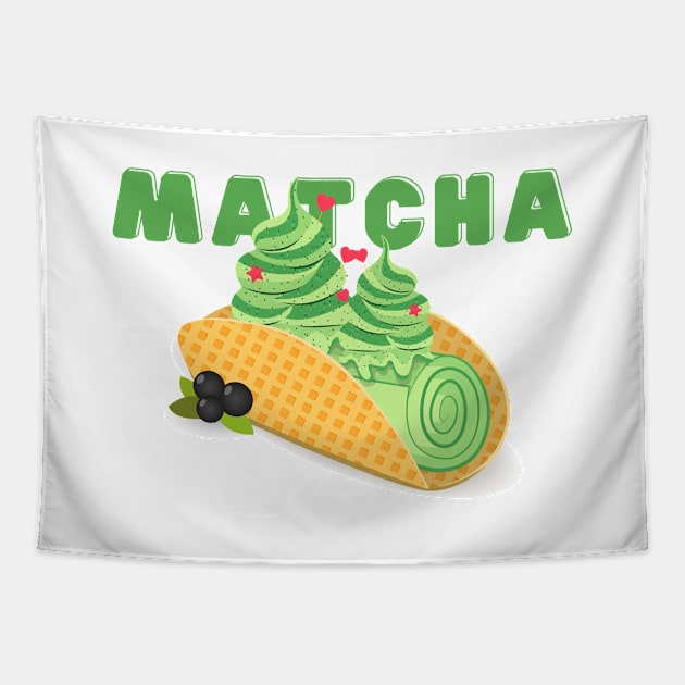 I love ice cream a waffle lot | Matcha Ice Cream Flavor | Ice Cream Lovers | Sundae Lovers | Sweet Summer Treat | Sweet Tooth Tapestry by mschubbybunny