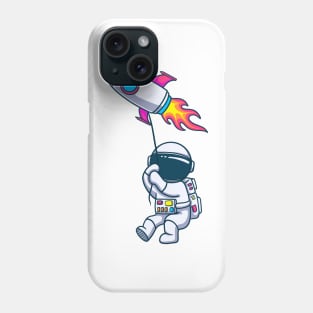 Astronaut Floating With Rocket Balloon Phone Case