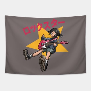 anime manga girl. in rockstar kangi typography logo design Tapestry