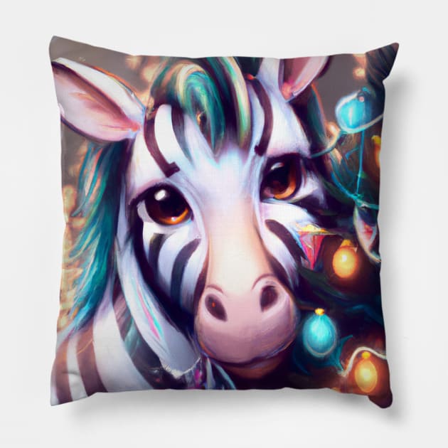 Cute Zebra Drawing Pillow by Play Zoo