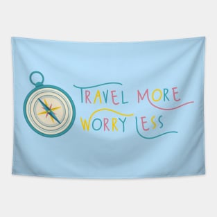Travel More Worry Less Vintage Compass Tapestry