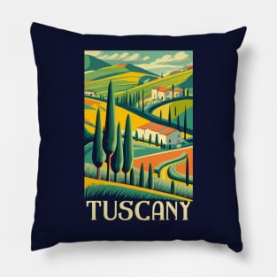 A Vintage Travel Art of Tuscany - Italy Pillow