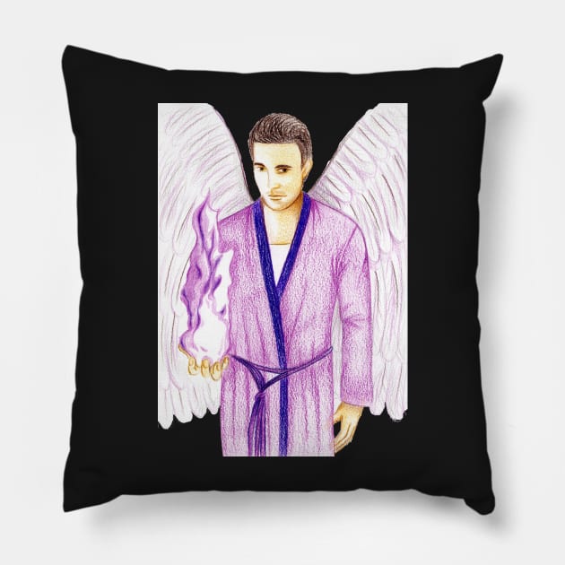 Archangel Zadkiel Keeper of the Violet Flame- Teal Pillow by EarthSoul