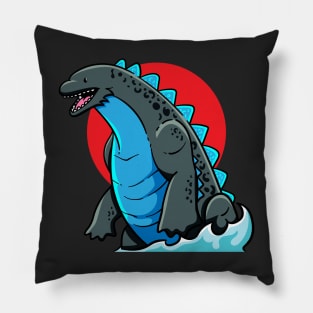 Blue Godzilla with blue flames Pillow