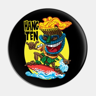 Hang 10 Tiki Surfer Pin