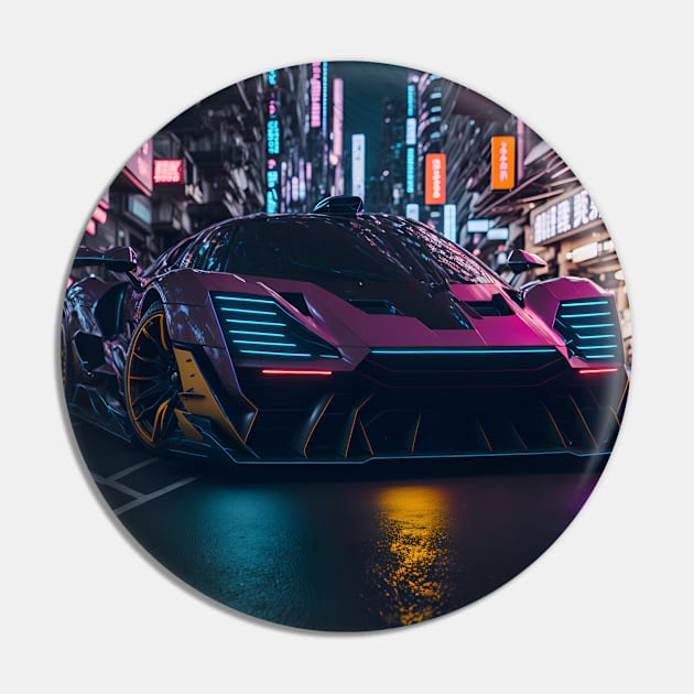 Dark Neon Sports Car in Japanese Neon City Pin by star trek fanart and more