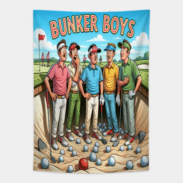 Bunker Boys: Out of the Rough, Into the Sand Tapestry by TooplesArt