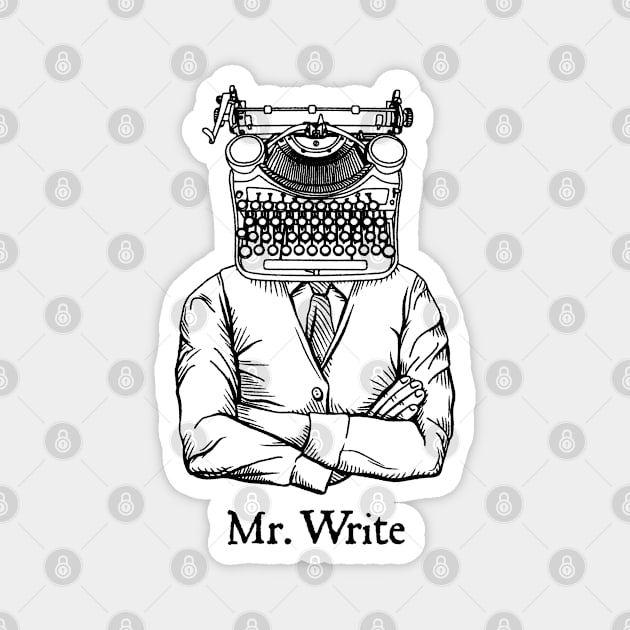 Mr. Write Author Writer Vintage Typewriter Funny Word Pun Magnet by Grandeduc