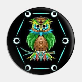 Mandala Art Owl Pin