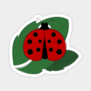 Ladybug on Green Leaf Cute Insect Graphic Magnet