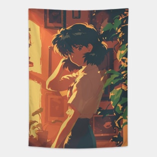 Cute 90s Anime Girl Tapestry