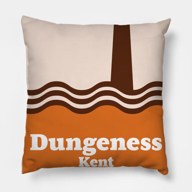 Dungeness Kent vintage style travel poster Pillow by nickemporium1