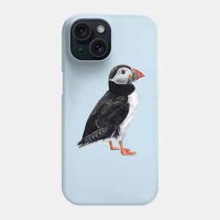 Puffin on a blue background Phone Case