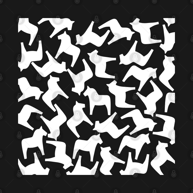 Swedish Dalahorse decorative pattern Sweden black and white by 66LatitudeNorth