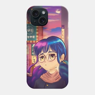 Girl in Sunset City Phone Case