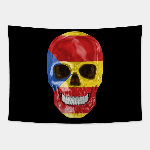 Catalonia Flag Skull - Gift for Catalonia With Roots From Catalonia Tapestry by Country Flags