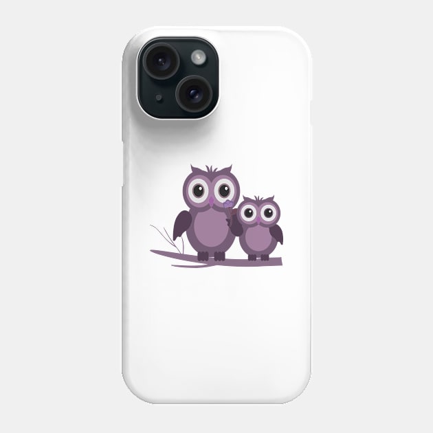 two owls purple plum lilac Phone Case by HBfunshirts