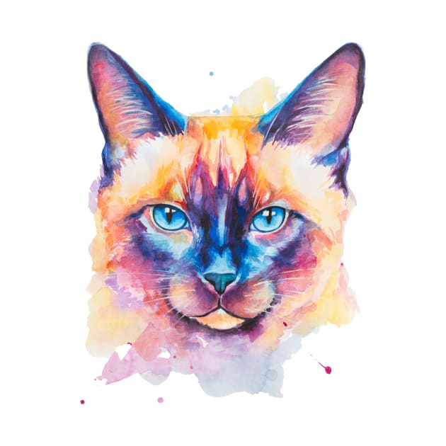 watercolor Siamese Cat by MariDein