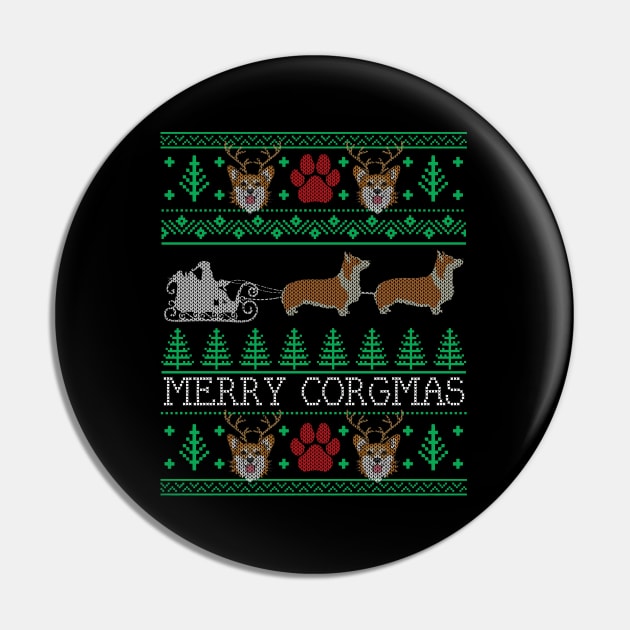 Funny Corgi Dog Lover Owner Corgi Ugly Christmas Sweater Pin by mrsmitful01