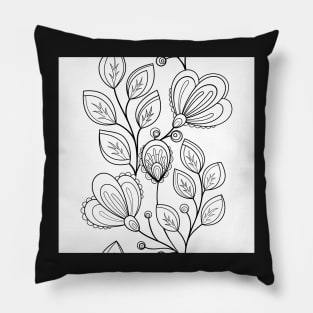 Non Colored Pattern with Floral Motifs Pillow