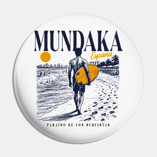 Vintage Surfing Mundaka, Spain // Retro Surfer Sketch // Surfer's Paradise Pin