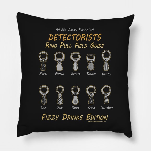 Detectorists Ring Pull Field Guide Scribble Fizz Edition Eye Voodoo Pillow by eyevoodoo