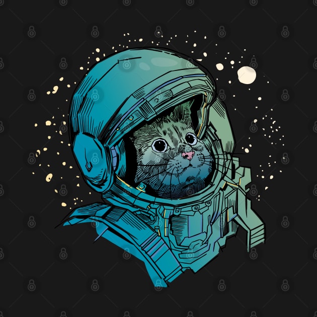 Cute Floating Cat in Space - Funny Space Cat Graphic by Graphic Duster