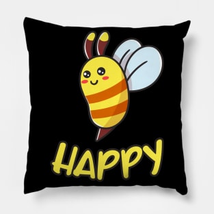 Bee Happy Funny Bee Beekeeper Gift Pillow