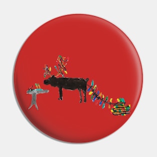 Funny Reindeer Christmas Drawing Pin