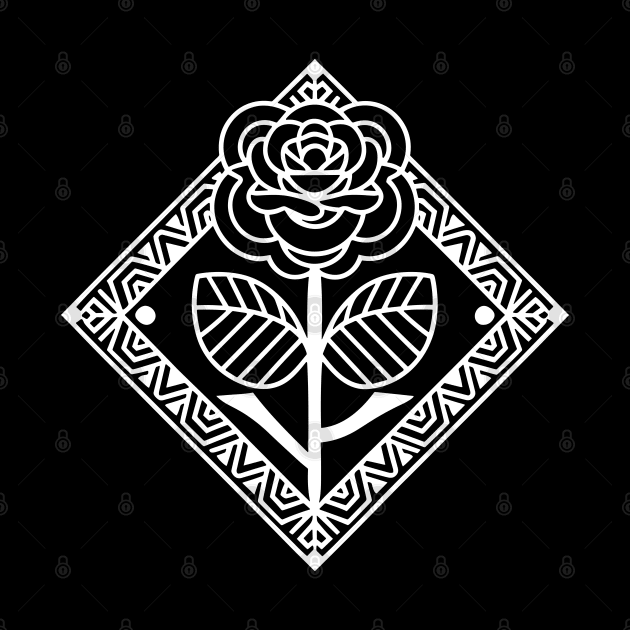 Line Art Rose 2 (White) by WildyWear