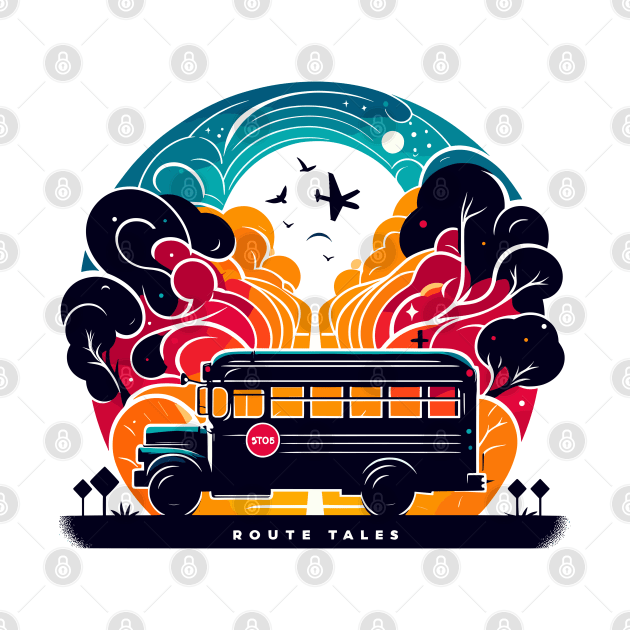 Artistic silhouette of a school bus, Route-Tales by Vehicles-Art