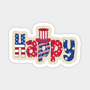 Happy 4th of July cliparts illustration Magnet