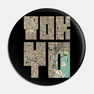 Tokyo, Japan City Map Typography - Vintage Pin