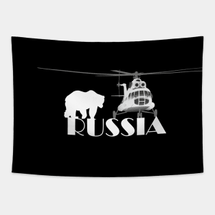 Helicopter Mi-8 and Polar Bear in Russia Tapestry