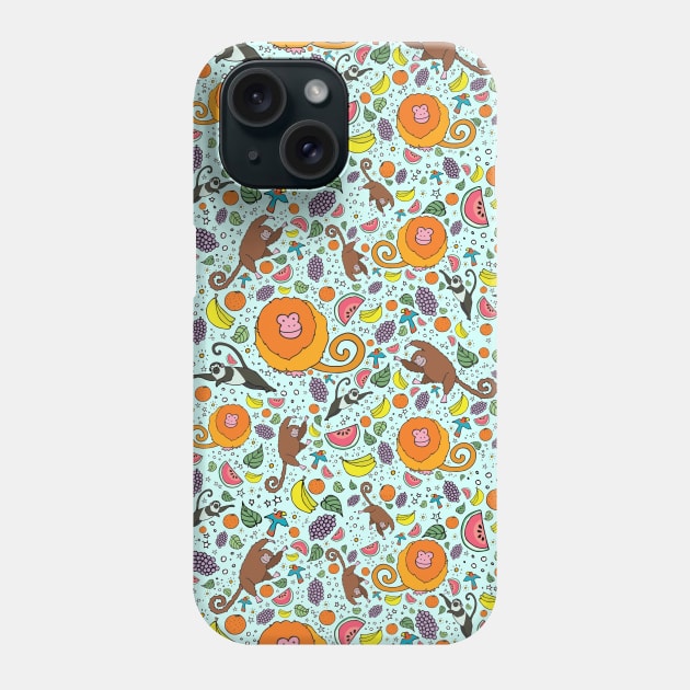 Monkeys in Green Phone Case by nemki