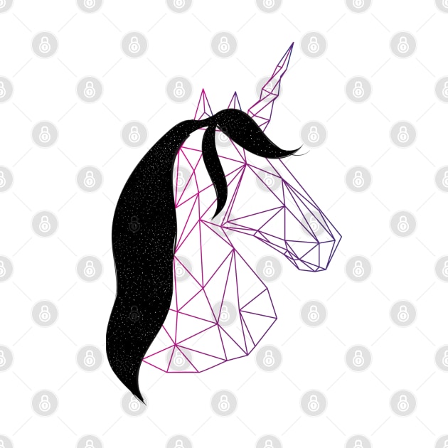 Purple unicorn with beautiful black hair | Mystical by Art by Ergate