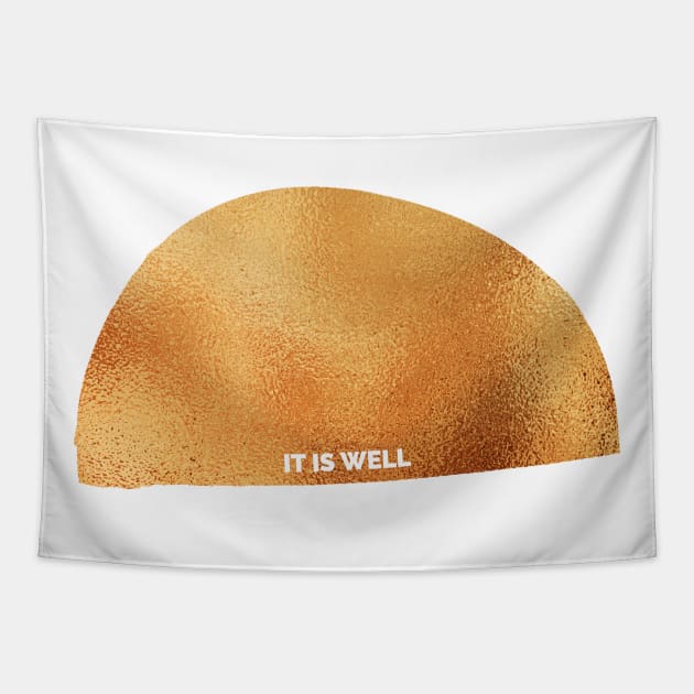 It Is Well Personal Development Cute Golden Inspirational Quote Tapestry by nathalieaynie