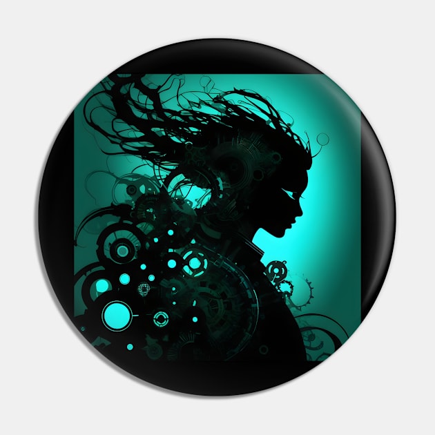 Biopunk silhouette Pin by Spaceboyishere