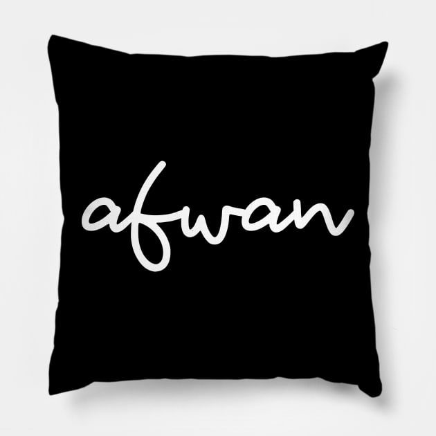 afwan - white Pillow by habibitravels