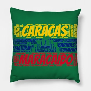 Venezuela Flag with City Names Word Art Pillow