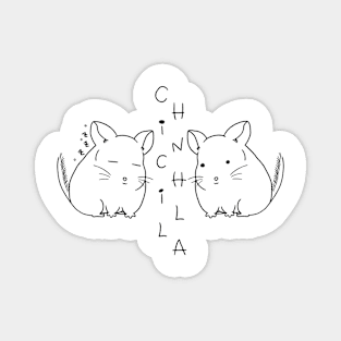 Minimal Cute Chinchilla Logo Black White Art Magnet