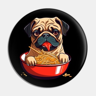 Pug Eating Ramen Pin