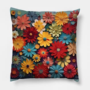 Colourful flowers drawing Pillow