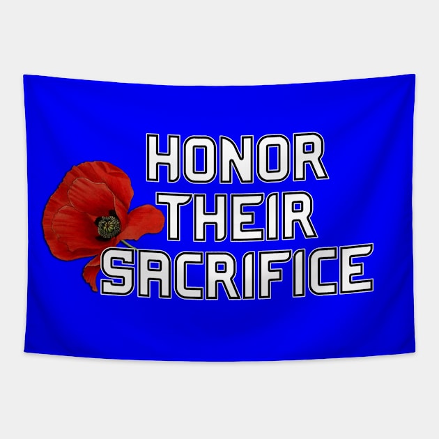 Honor Their Sacrifice Memorial with Red Poppy Flower Pocket Version (MD23Mrl006b) Tapestry by Maikell Designs