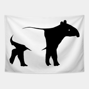 Funky Trendy Animal Malayan Tapir Silhouette Tapestry